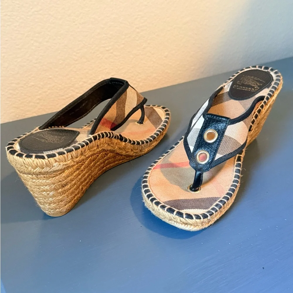 Burberry Plaid Espadrille Thong Sandals - Picture 3 of 6
